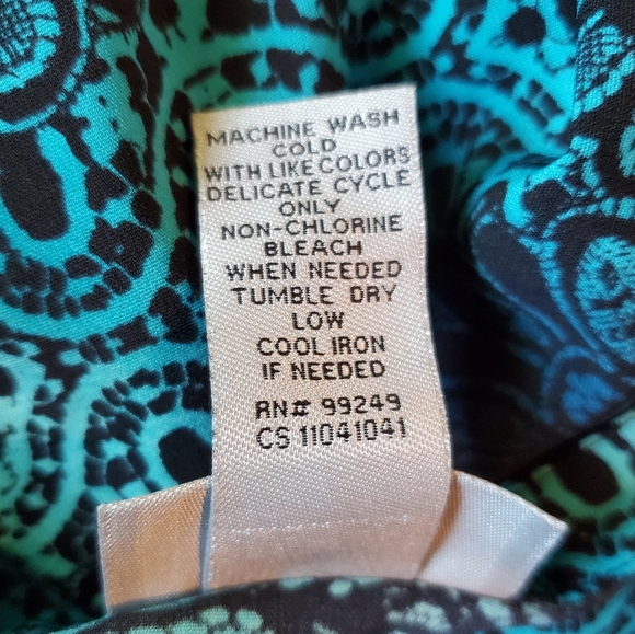 Catherines 3X Blue and Black 3/4 Sleeve Blouse Excellent Condition Silky Look - Picture 11 of 12